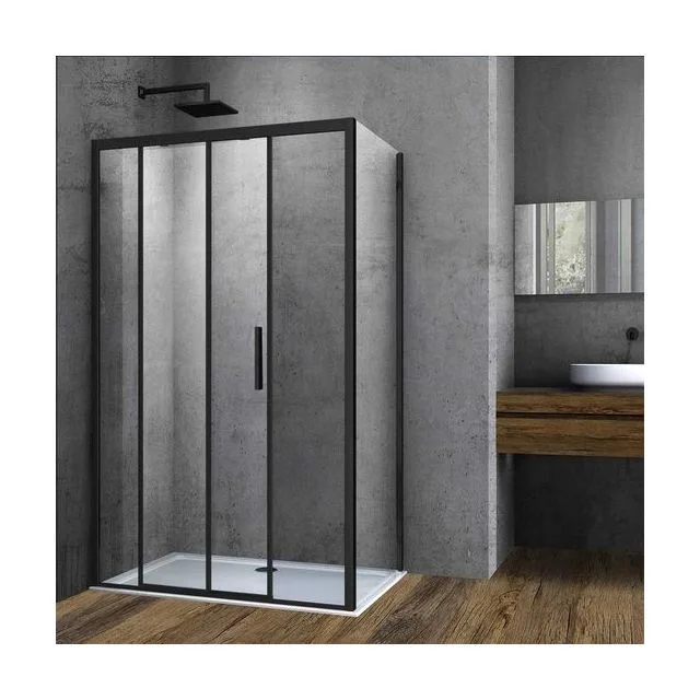 Душевой уголок Vincea Софт (Soft) VSR-3SO9013CLB 130х90 стекло прозрачное 6 мм профиль черный без поддона