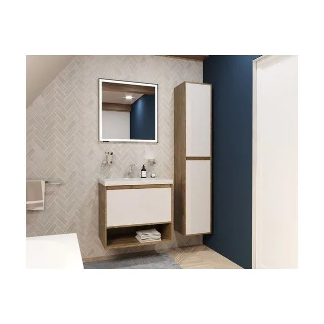 Шкаф-пенал Эстет Monaco Wood 35 L подвесной белый/дуб рустикальный ФР-00010689