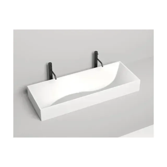 Раковина Salini Sonata S-Stone 119,5*45 белая матовая, без отверстия под смеситель