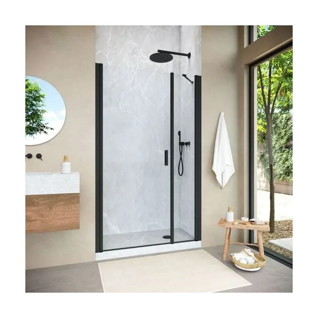 Душевая дверь Vegas-Glass EP-F-2 NOVO 155×189 см, чёрный матовый, стекло crystalvision