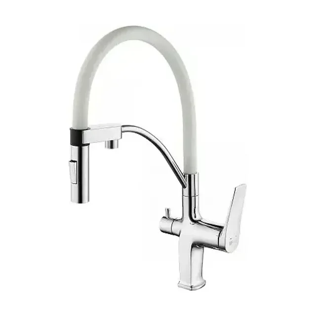 Смеситель Lemark Comfort LM3074C-White для кухни с функцией подключения фильтра хром/белый