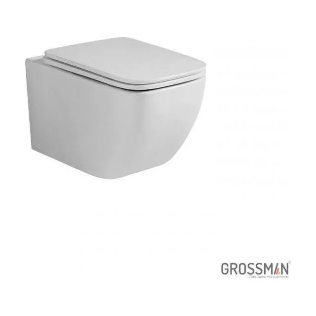 Унитаз подвесной Grossman Thin Rim GR-5603S (520х365х345) тонкий ободок,белый с тонкой крышкой,микролифт