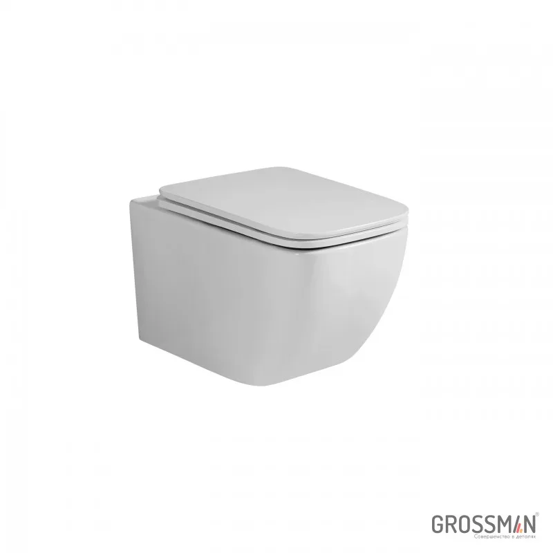 Унитаз подвесной Grossman Thin Rim GR-5603S (520х365х345) тонкий ободок,белый с тонкой крышкой,микролифт