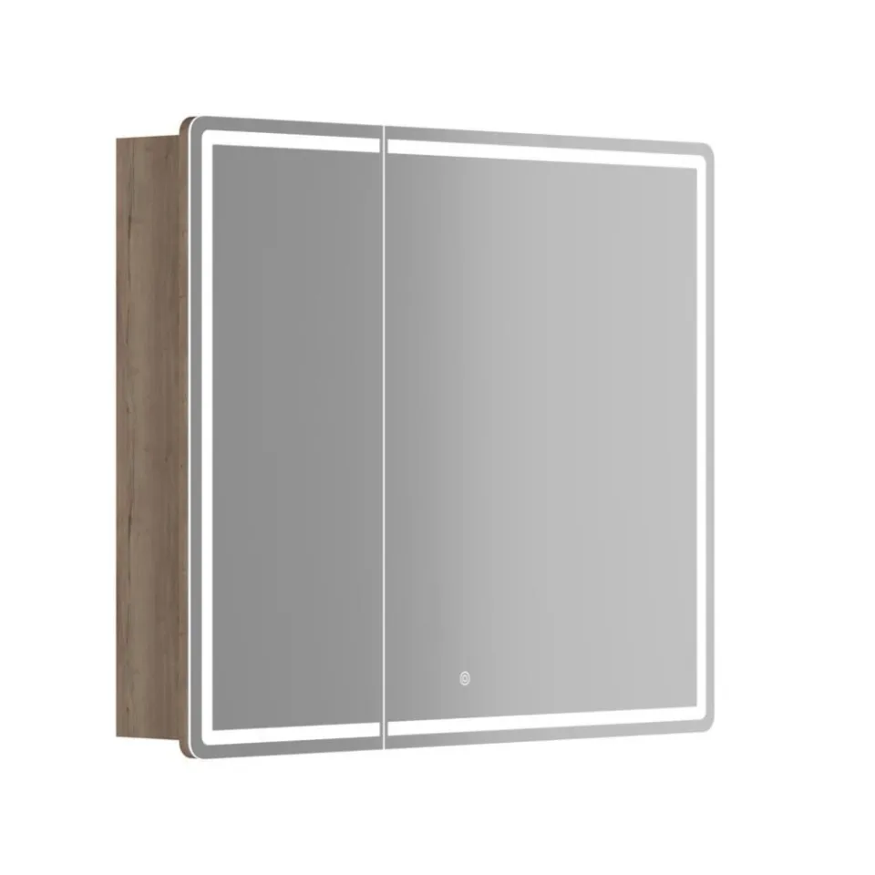 Зеркало-шкаф Sancos Mirror 89*74 с Led подсветкой дуб галифакс натуральный