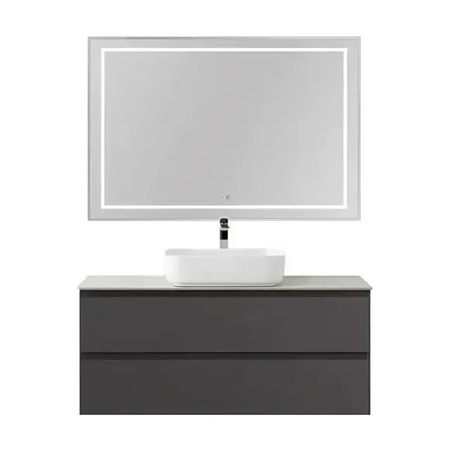 Комплект мебели BelBagno Крафт (Kraft) 120 с двумя ящиками темно-серый матовый (столешница цемент)