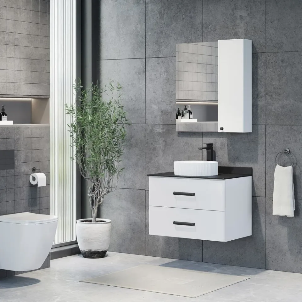 Зеркало-шкаф Comforty Амстердам 75 белый глянец L/R