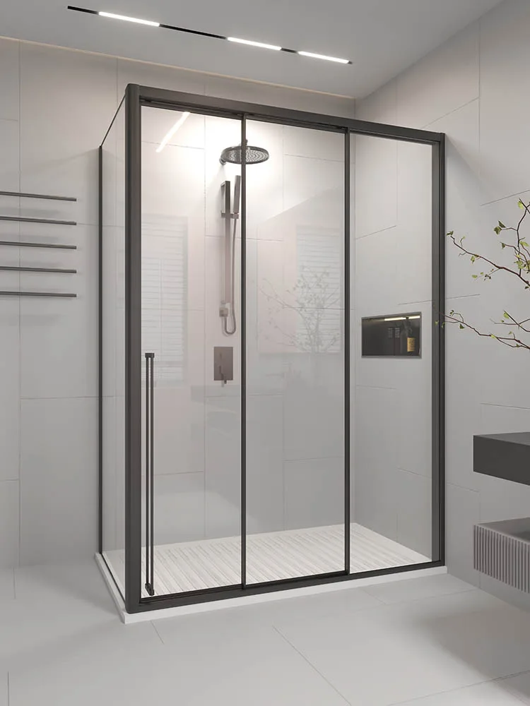 Боковая панель Veconi Premium Prato SP B, 900x2000, черный матовый, стекло прозрачное