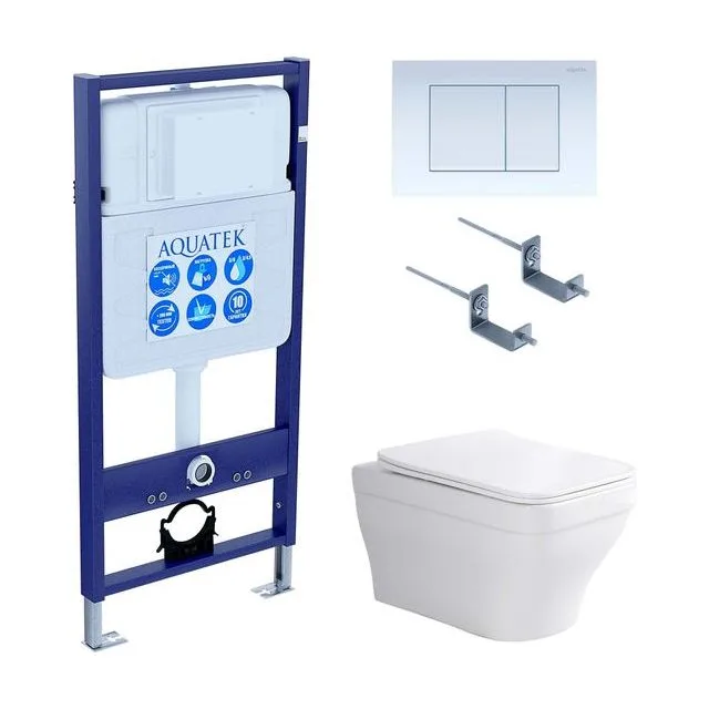 Set AQUATEK АМАДЕО (рама AQUATEK Standard INS-0000012 с звукоиз.прокладкой+крепеж KKI-0000002+кнопкаKDI-0000009+унитаз АМАДЕО AQ1163-00 с крышкой-сиденьем soft-close)