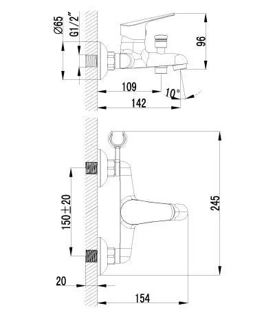 Смеситель Lemark Partner для ванны и душа LM6552C