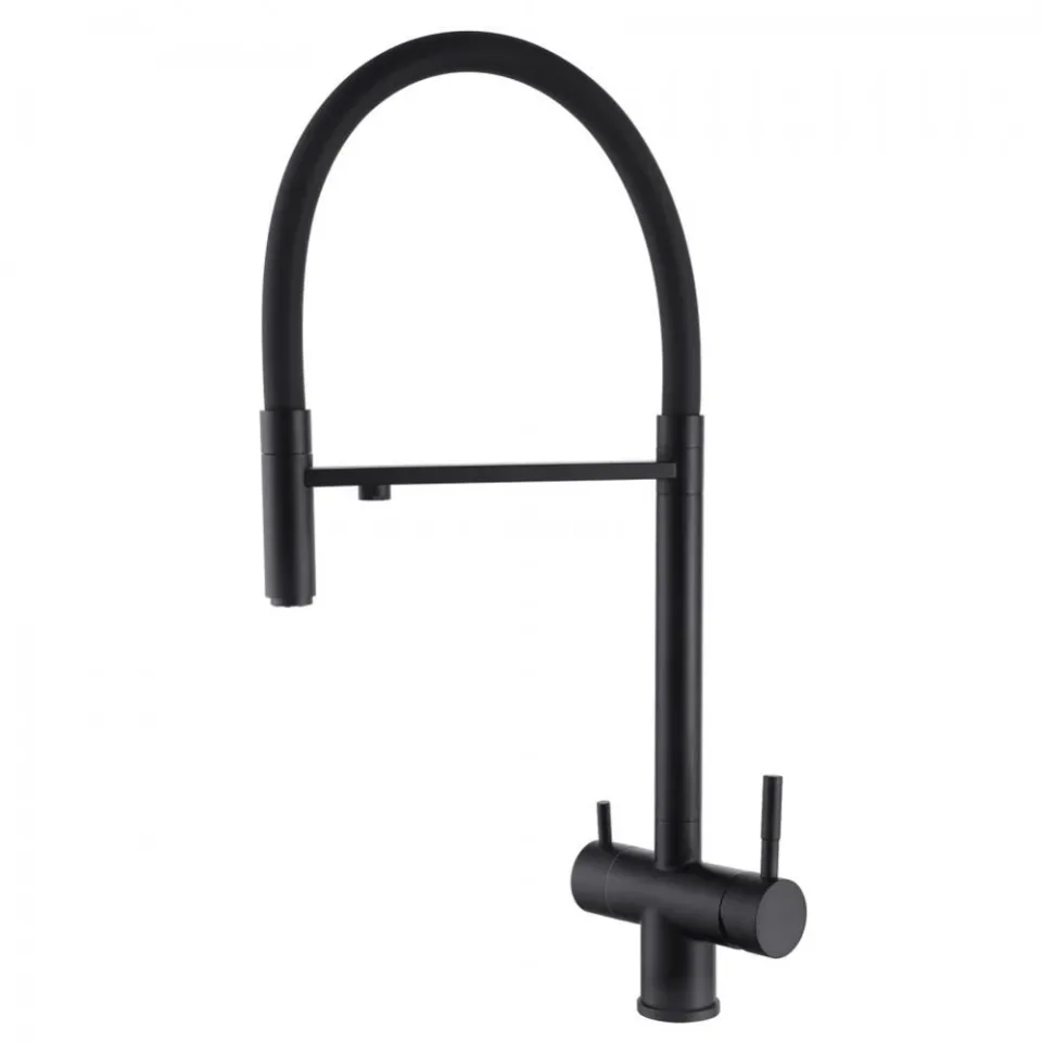 Смеситель ABBER Wasser Kreis AF81141B для кухни с подключением фильтра черный матовый