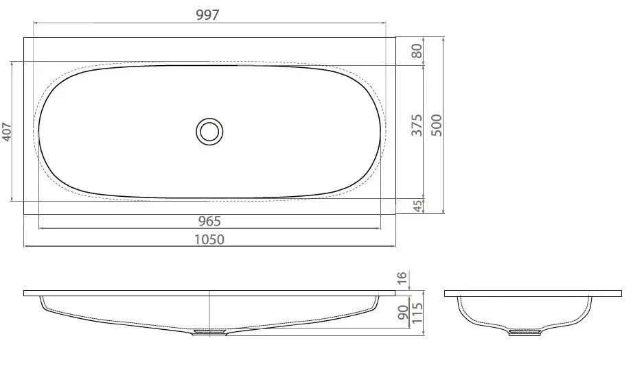 Встраиваемая раковина Esse IN F 1050/1 105*50
