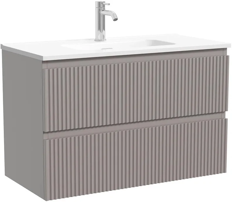Тумба под раковину Sancos Сноб Р 390 (Snob R 390) SNR80/39SM 80 см подвесная универсальная 2 ящика пыльная роза (doha soft)
