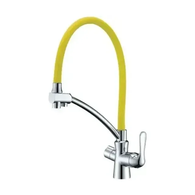 Смеситель Lemark Comfort LM3070C-Yellow для кухни с функцией подключения фильтра гибкий излив хром/желтый