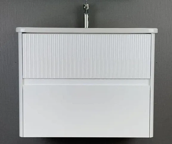 Тумба с раковиной Alavann Wave 80 белый глянец