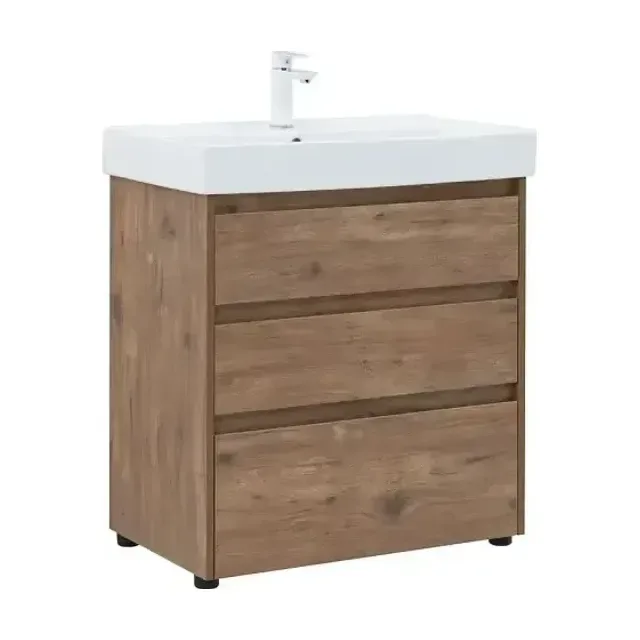 Тумба с раковиной Aquanet Nova Lite 75 дуб рустикальный (3 ящика) (раковина Латина 75)