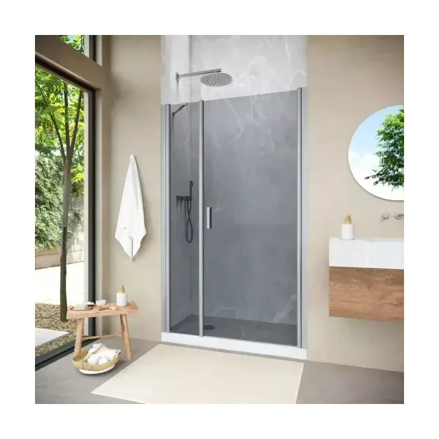 Дверь в душевой проем EP-F-2 NOVO h2000 120 07 07 R, профиль матовый хром, стекло графит