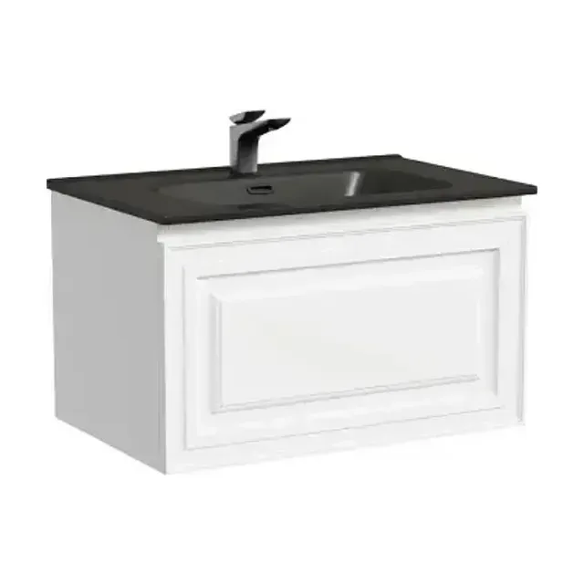 Тумба с раковиной Sancos Very 70 Bianco (раковина Element CN7007MB черная матовая)