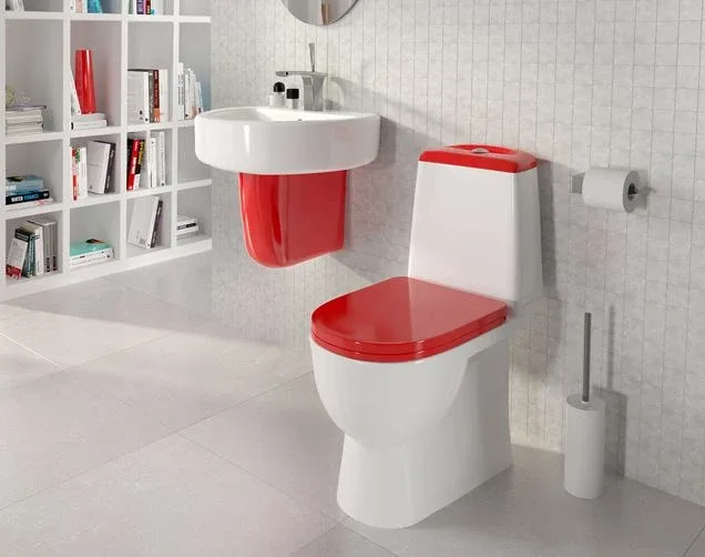 Раковина Sanita Luxe Best 55,8*44,8 с полупьедесталом Best Color Motion Red