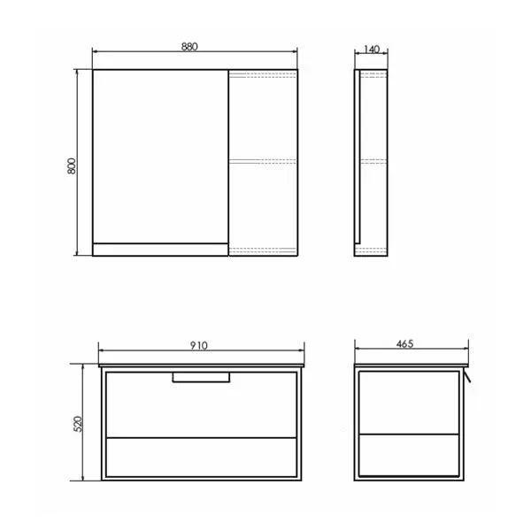 Зеркало-шкаф Comforty Бонн 90 графит/дуб дымчатый L/R