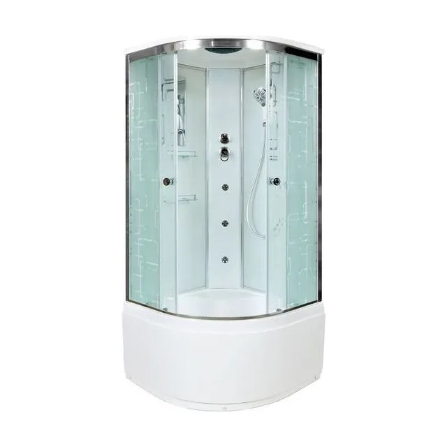 Душевая кабина AvaCan EM5011GM 110x110 см, Угловая, высокий поддон, с крышей, с гидромассажем