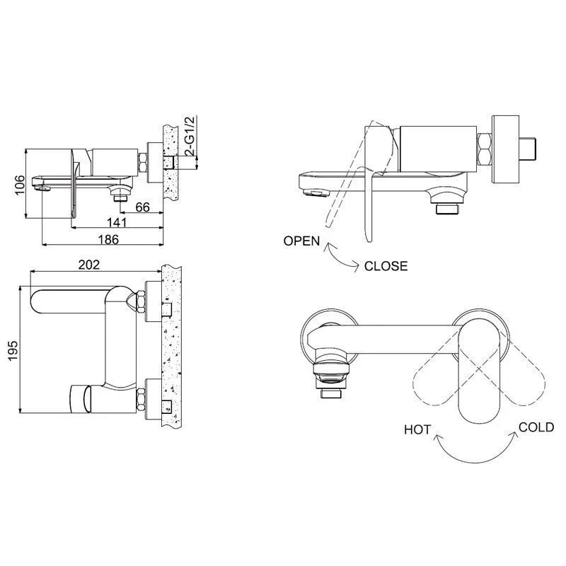 Смеситель Bravat Opal F6125183CP-01-RUS для ванны и душа