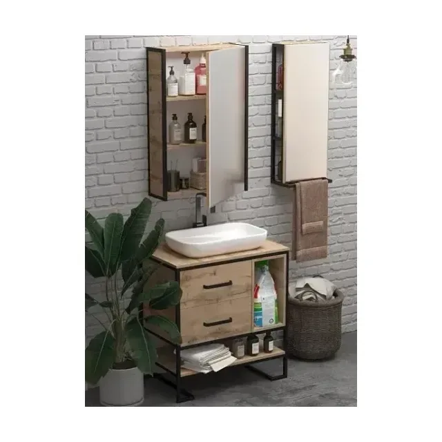Комплект мебели 1Marka Гранж Лофт (Grunge Loft) 80Н 2я/2п дуб вотан (зеркало-шкаф)