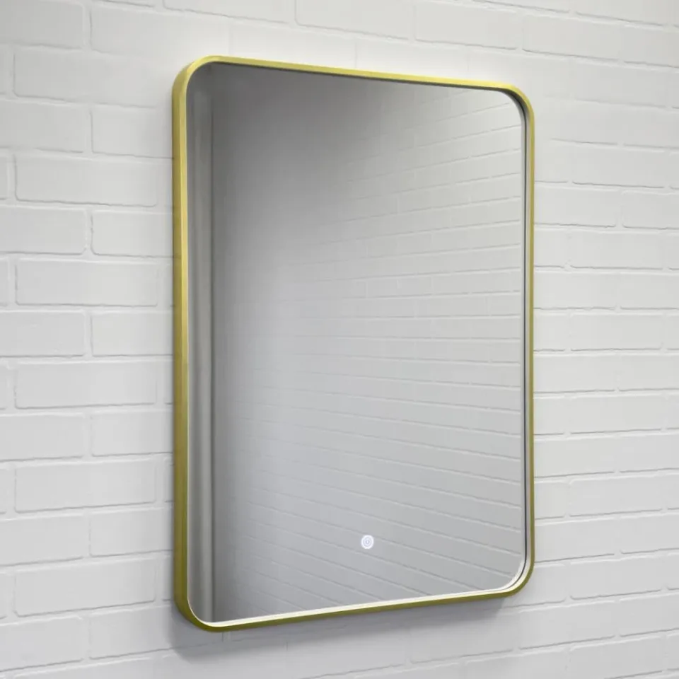 Зеркало Comforty Сириус 60 LED-подсветка, в золотой алюминиевой раме, теплый свет, сенсор