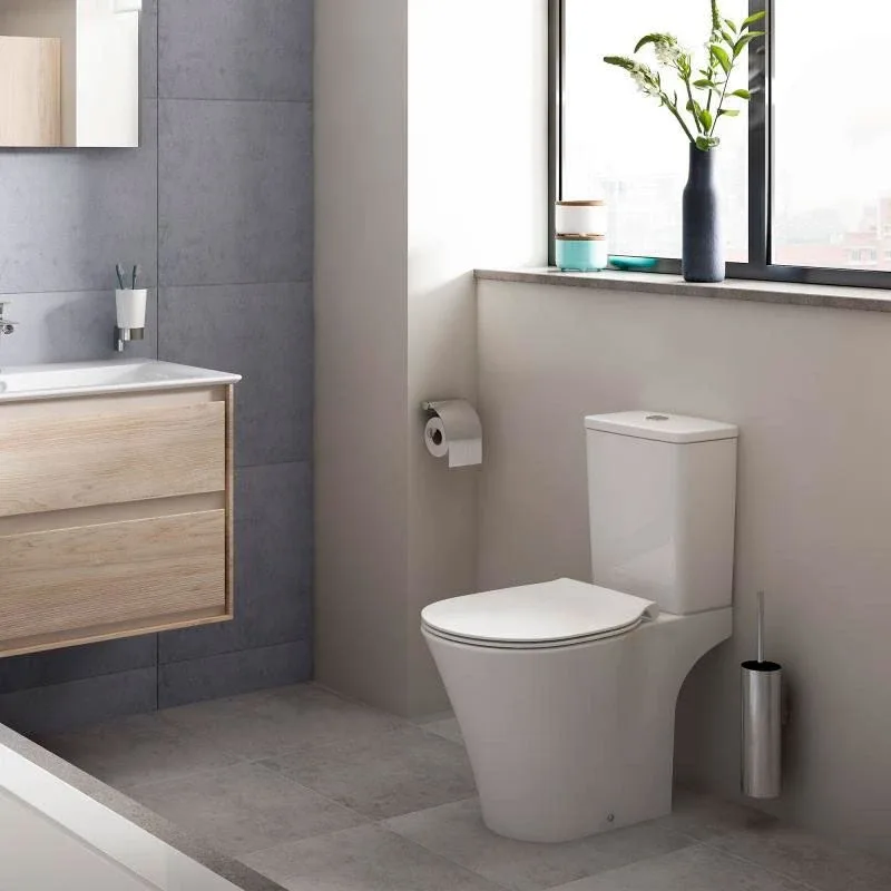 Унитаз-компакт Ideal Standard Connect Air Aquablade 36,5*66,5 безободковый с крышкой-сиденьем микролифт Slim горизонтальный выпуск