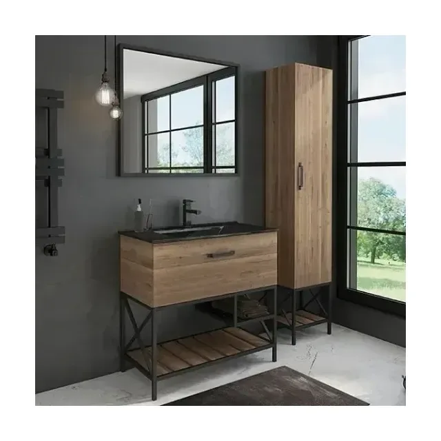 Комплект мебели Comforty Бредфорд 90 дуб темный (раковина Comforty 90E черная матовая)