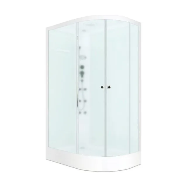 Душевая кабина Domani-Spa Delight Slim 128 (120х80 см), левое исполнение — белые стенки, сатин-матированные стекла, блок управления, вертикальный гидромассаж, белый профиль