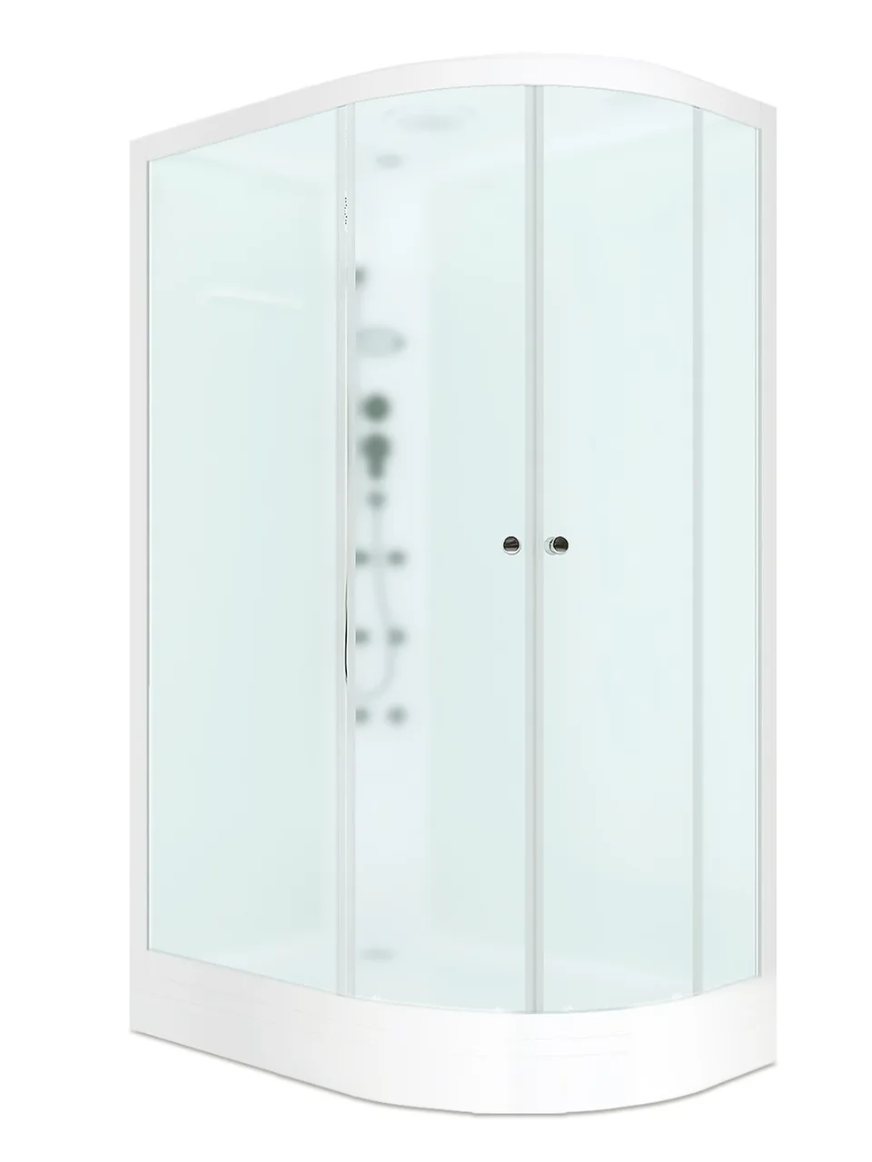 Душевая кабина Domani-Spa Delight Slim 128 (120х80 см), левое исполнение — белые стенки, сатин-матированные стекла, блок управления, вертикальный гидромассаж, белый профиль