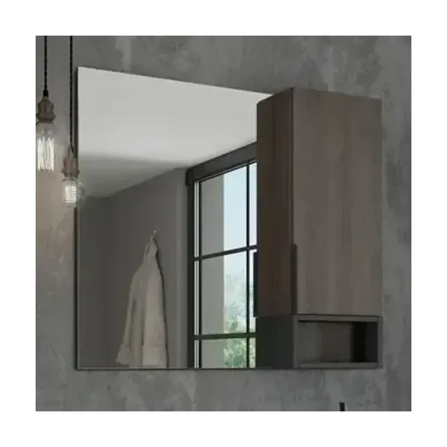 Зеркало-шкаф Comforty Франкфурт 90 дуб шоколадно-коричневый/черный матовый R