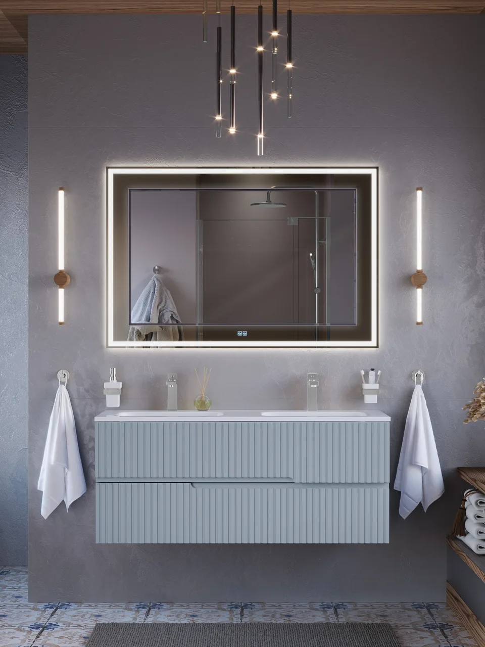 Зеркало со встроенной и контурной подсветками CEZARES CZR-SPC-SLIDER-800-800-LED-TCH-GR