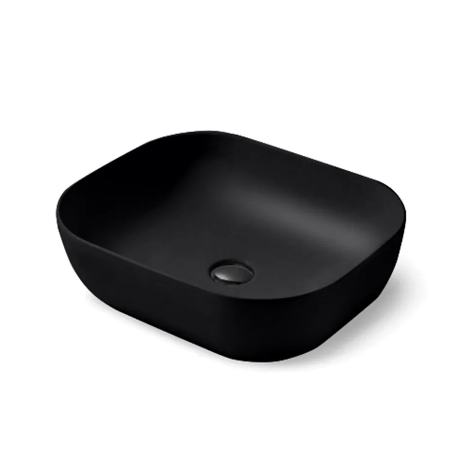 Раковина из сантехнического фарфора Vincea 50 см VBS-101MB накладная цвет черный матовый