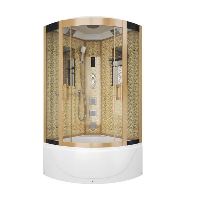 Душевая кабина Niagara Luxe NG-7710G (100x100х215) высокий поддон(45см),дверь раздвижная,стенки золото