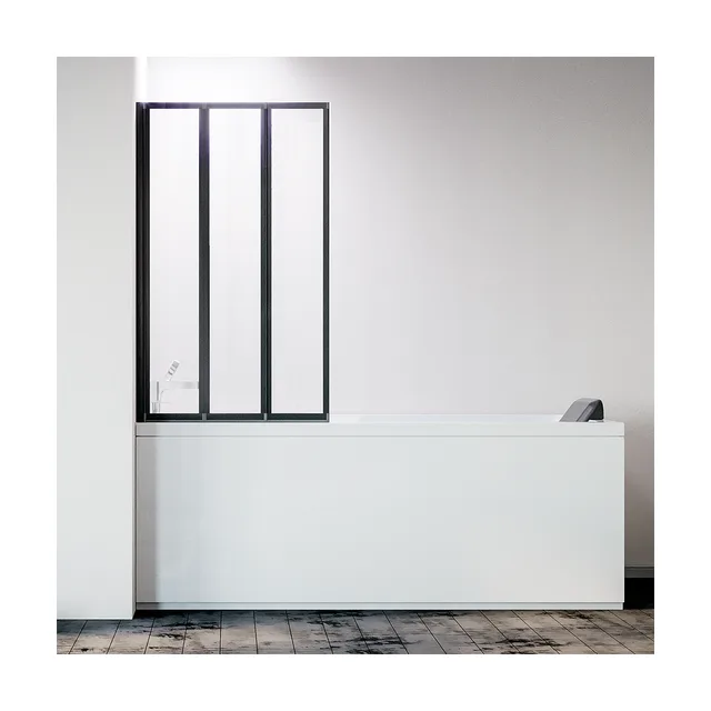 Шторка на ванну Veconi PL73BL-120-01-19C4 120×150 см, профиль чёрный матовый
