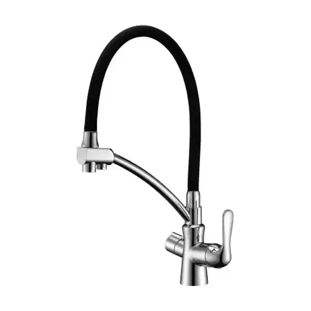 Смеситель Lemark Comfort LM3070C для кухни с функцией подключения фильтра гибкий излив хром/черный