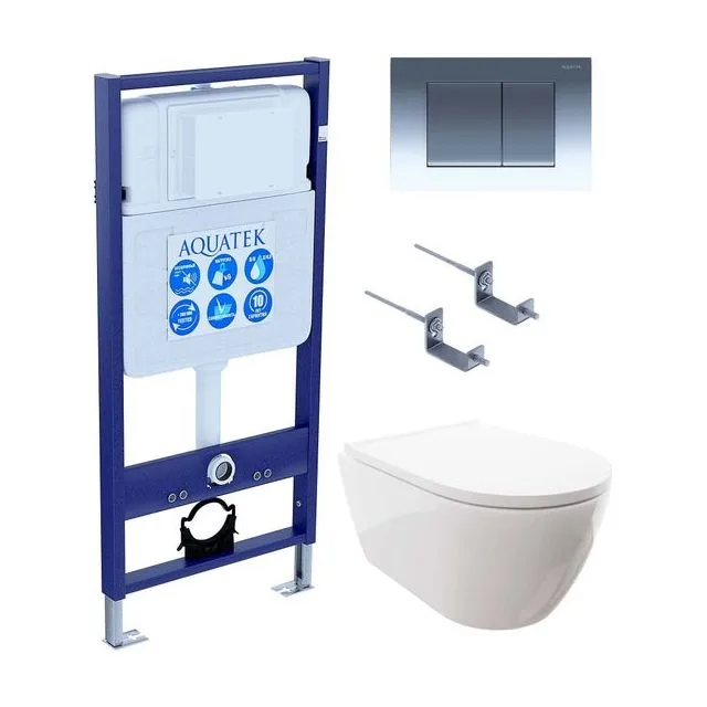 SET AQUATEK ПОЛАРИС (рама AQUATEK Standard INS-0000012+унитаз ПОЛАРИС AQ0700-00 с тонким сиденьем soft-close+ крепеж KKI-0000002 +панель KDI-0000010)