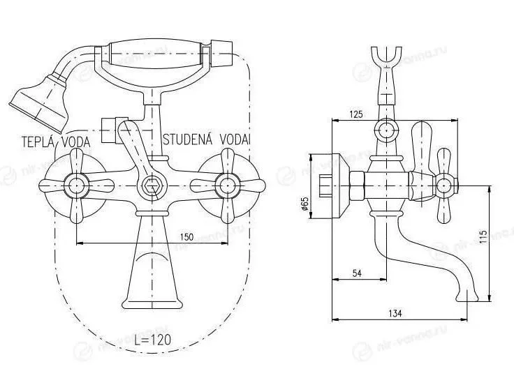 Смеситель Rav Slezak Morava Retro MK459.5/2SM для ванны и душа бронза