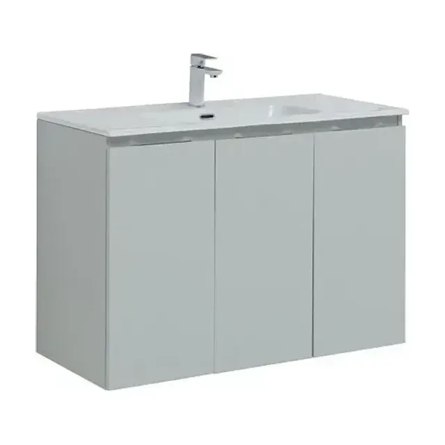 Тумба с раковиной Aquanet Алвита New 100 3 дверцы, серый
