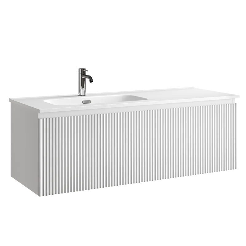 Тумба под раковину Sancos Сноб Р 1.0 (Snob R 1.0) SNR1.0120LW 120 см подвесная левая 1 ящик белый матовый (bianco)