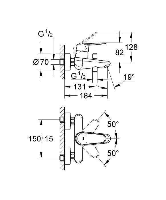 Смеситель Grohe Eurodisc Cosmopolitan 33390002 для ванны и душа без душевых аксессуаров