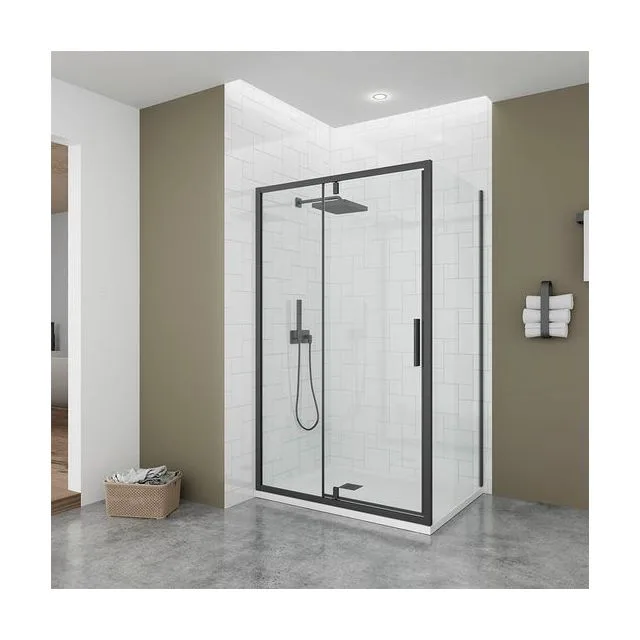 Боковая панель Veconi Ottimo SP B, 900х1900 черный матовый, стекло прозрачное