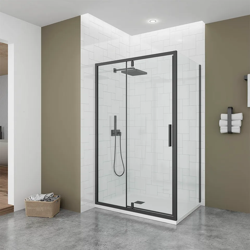 Боковая панель Veconi Ottimo SP B, 900х1900 черный матовый, стекло прозрачное