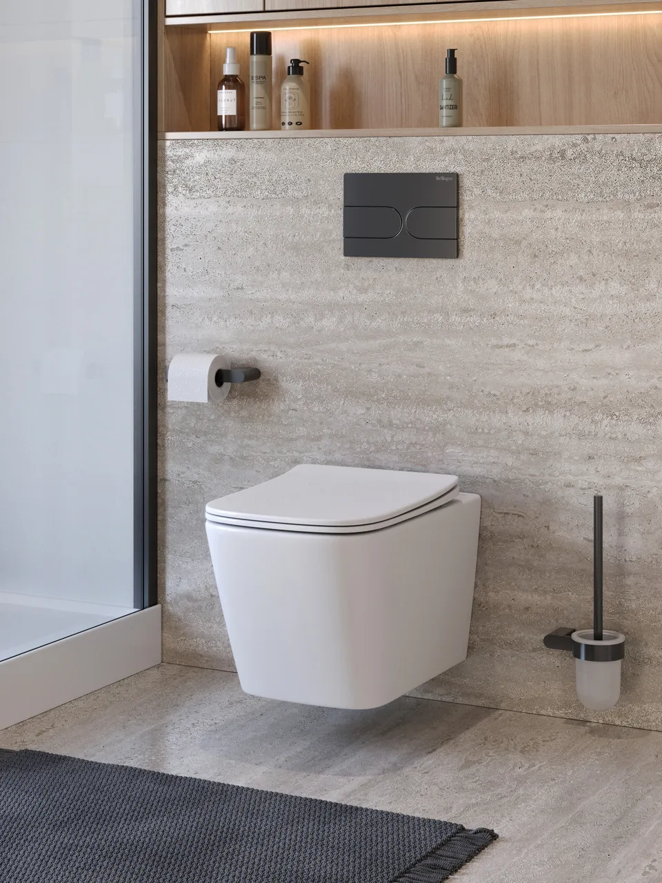 Унитаз подвесной безободковый с сиденьем и смывом TORNADO BelBagno KRAFT-TOR BB7106CH-TOR/SC
