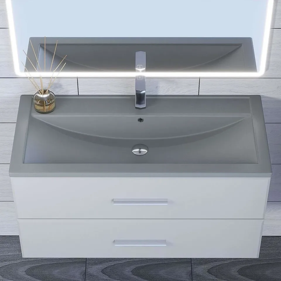 Встраиваемая раковина Uperwood Foster Quartz 100*45,5 серая матовая, бетон