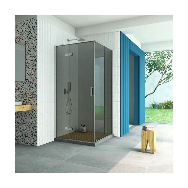 Душевое ограждение Vegas-Glass AFP-Fis Retta 90×80×199.5 см, никель, стекло графит