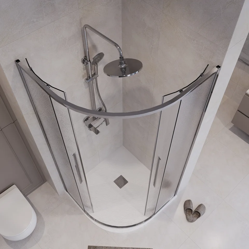 Душевое ограждение Niagara Nova NG-3627-34 (100х100х195) Угловая, хром,двери раздвижные,стекло шиншилла,1 место