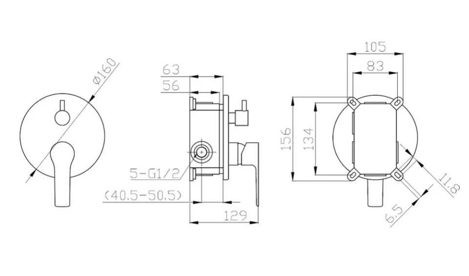 Смеситель Esko Singapore black SB 83-3 для душа, скрытого монтажа на 3 потребителя