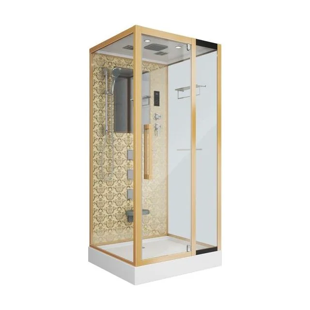 Душевая кабина Niagara Luxe NG-7714G (100x90х215) низкий поддон(15см),дверь распашная,стенки золото